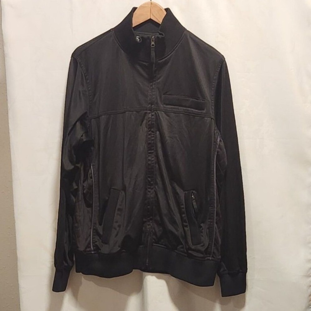 VTG Caffeine New York Track Jacket Mens XL Y2K Rave Quilted Winged Studded Black
